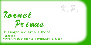 kornel primus business card